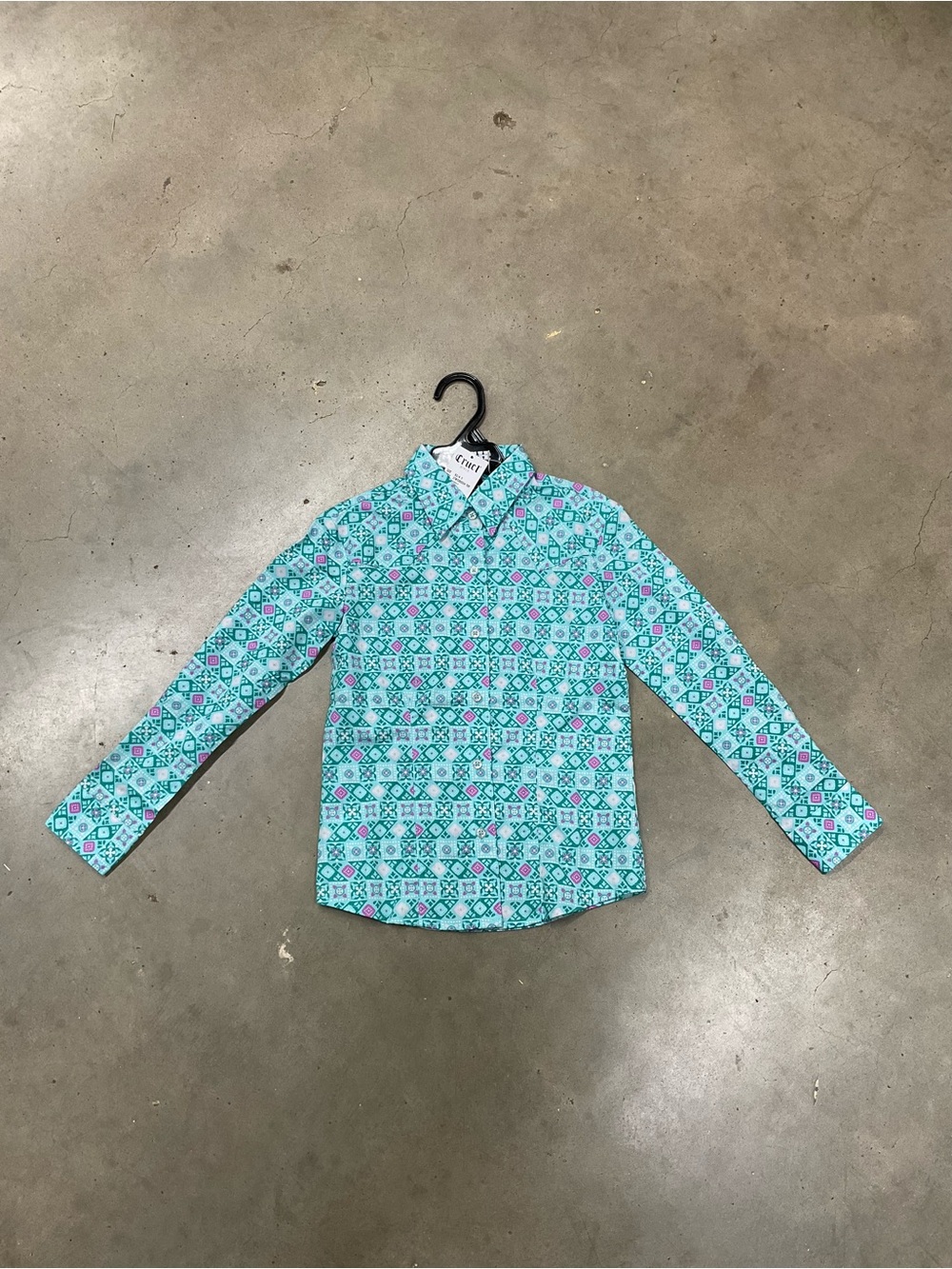 Cruel Girl Turquoise Geo Print Button-Down Shirt